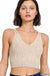 Washed Ribbed Cropped Bra Padded Tank Top - LECCE