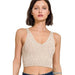 Washed Ribbed Cropped Bra Padded Tank Top - LECCE