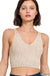 Washed Ribbed Cropped Bra Padded Tank Top - LECCE