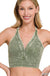 Washed Ribbed Cropped Button V - neck Tank Top - LECCE