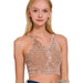 Washed Ribbed Cropped Button V - neck Tank Top - LECCE