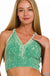 Washed Ribbed Cropped Button V - neck Tank Top - LECCE