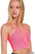 Washed Ribbed Cropped Button V - neck Tank Top - LECCE