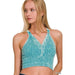 Washed Ribbed Cropped Button V - neck Tank Top - LECCE