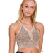 Washed Ribbed Cropped Button V - neck Tank Top - LECCE