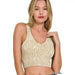 Washed Ribbed Cropped Seamless Bra Padded Tank Top - LECCE