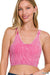 Washed Ribbed Cropped Seamless Bra Padded Tank Top - LECCE