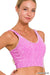 Washed Ribbed Cropped Seamless Bra Padded Tank Top - LECCE