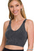 Washed Ribbed Cropped Seamless Bra Padded Tank Top - LECCE