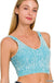 Washed Ribbed Cropped Seamless Bra Padded Tank Top - LECCE