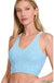 Washed Ribbed Cropped Seamless Bra Padded Tank Top - LECCE
