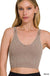 Washed Ribbed Cropped Seamless Bra Padded Tank Top - LECCE
