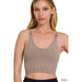 Washed Ribbed Cropped Seamless Bra Padded Tank Top - LECCE