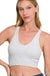 Washed Ribbed Cropped Seamless Bra Padded Tank Top - LECCE