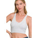 Washed Ribbed Cropped Seamless Bra Padded Tank Top - LECCE