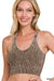 Washed Ribbed Cropped Seamless Bra Padded Tank Top - LECCE