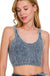 Washed Ribbed Cropped Seamless V - Neck Tank TOP - LECCE