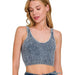 Washed Ribbed Cropped Seamless V - Neck Tank TOP - LECCE
