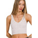 Washed Ribbed Cropped Seamless V - Neck Tank TOP - LECCE