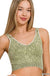 Washed Ribbed Cropped Seamless V - Neck Tank TOP - LECCE