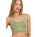 Washed Ribbed Cropped Seamless V - Neck Tank TOP - LECCE