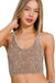 Washed Ribbed Cropped Seamless V - Neck Tank TOP - LECCE