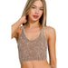 Washed Ribbed Cropped Seamless V - Neck Tank TOP - LECCE