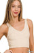 Washed Ribbed Cropped Seamless V - Neck Tank TOP - LECCE