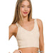 Washed Ribbed Cropped Seamless V - Neck Tank TOP - LECCE