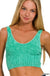 Washed Ribbed Cropped Seamless V - Neck Tank TOP - LECCE