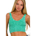 Washed Ribbed Cropped Seamless V - Neck Tank TOP - LECCE