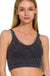 Washed Ribbed Cropped Seamless V - Neck Tank TOP - LECCE