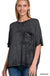 Washed Ribbed Cuffed Short Sleeve Round Neck Top - LECCE