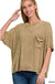 Washed Ribbed Cuffed Short Sleeve Round Neck Top - LECCE