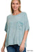 Washed Ribbed Cuffed Short Sleeve Round Neck Top - LECCE