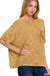 Washed Ribbed Cuffed Short Sleeve Round Neck Top - LECCE