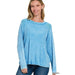 Washed Ribbed Scoop Neck Long Sleeve - LECCE