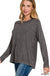 Washed Ribbed Scoop Neck Long Sleeve - LECCE