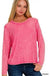 Washed Ribbed Scoop Neck Long Sleeve - LECCE