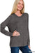 Washed Ribbed Scoop Neck Long Sleeve - LECCE
