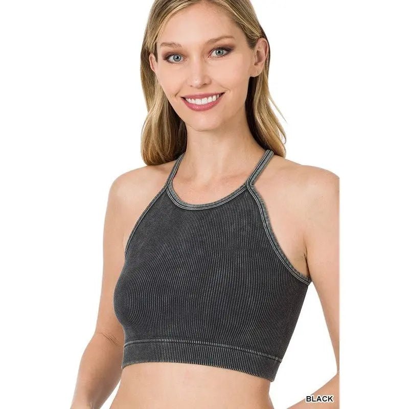 Washed Ribbed Seamless Cropped Cami Top - LECCE