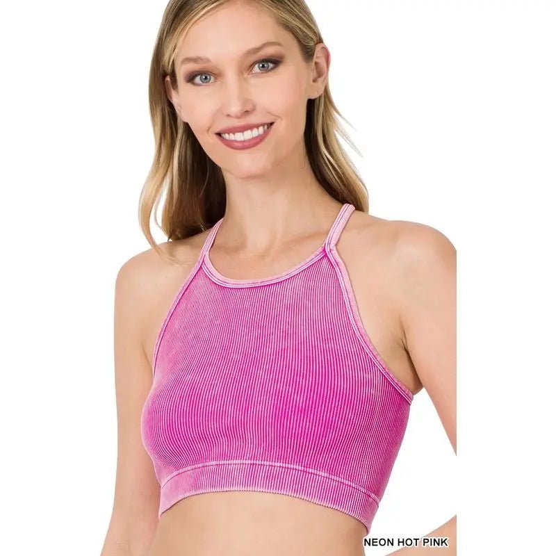 Washed Ribbed Seamless Cropped Cami Top - LECCE