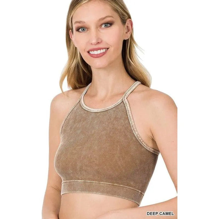 Washed Ribbed Seamless Cropped Cami Top - LECCE