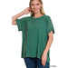 Washed Ribbed Short Sleeve Boat - neck Top - LECCE
