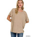 Washed Ribbed Short Sleeve Boat - neck Top - LECCE