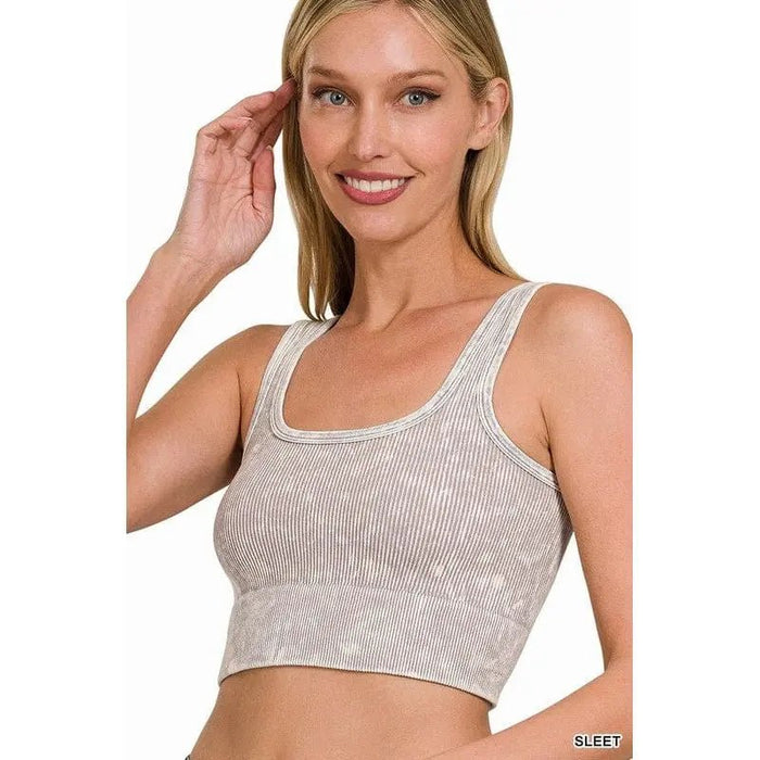 Washed Ribbed Square Neck With Bra Pads - LECCE