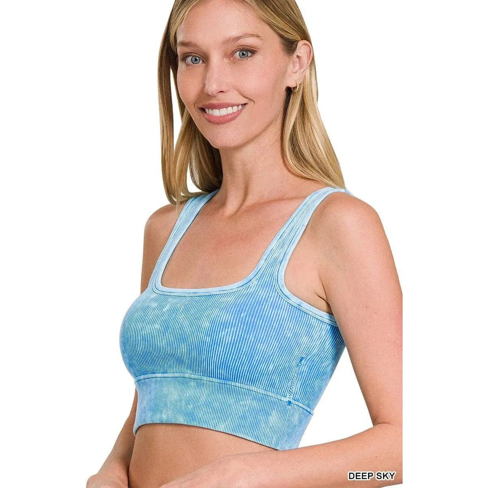 Washed Ribbed Square Neck With Bra Pads - LECCE