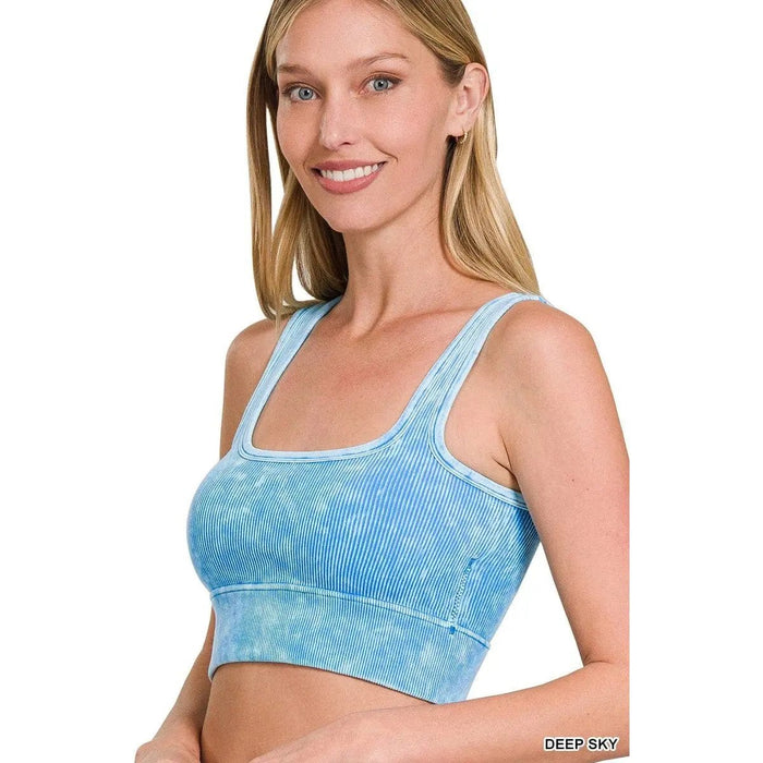 Washed Ribbed Square Neck With Bra Pads - LECCE