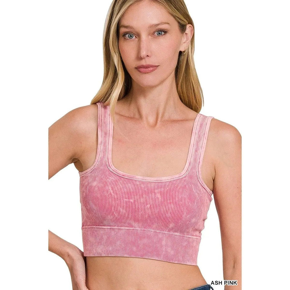 Washed Ribbed Square Neck With Bra Pads - LECCE
