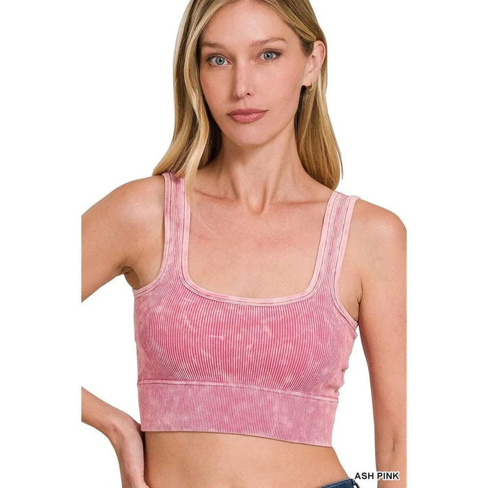 Washed Ribbed Square Neck With Bra Pads - LECCE